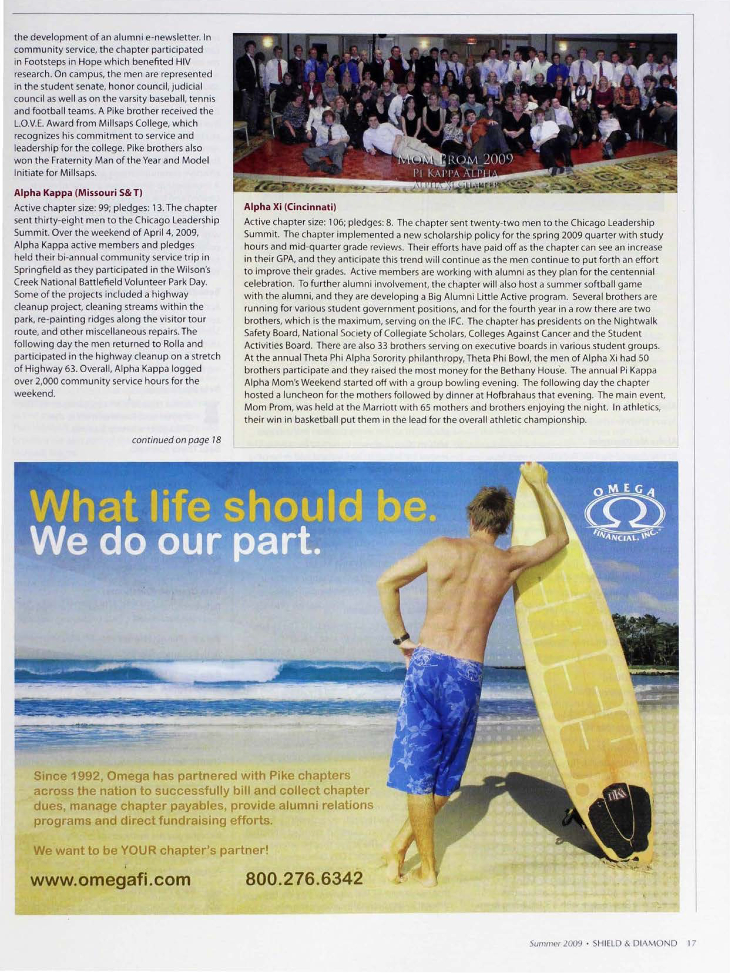 Omega Financial, Inc. Advertisement, Summer 2009